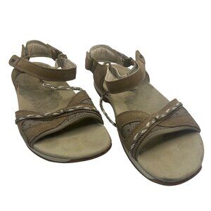 Merrell violatta aluminum Tan Strappy Sandals Size 7 Braided Detail & Adjustable